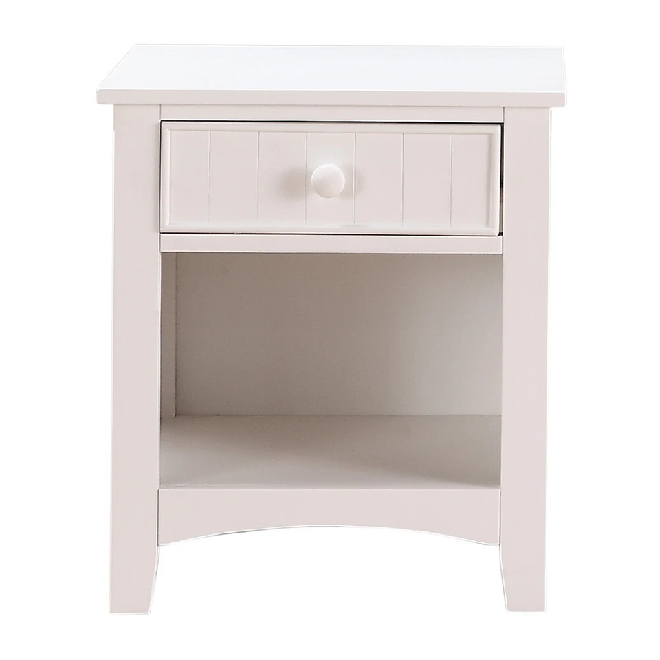 Bedroom Wooden Nightstand Night Stand Side Stand 1 Drawer 1 Shelf White - Image 2 of 2