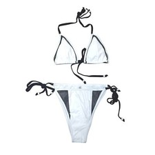 Two-Piece Swimsuits Black White Contrast Bikini Set Sz L