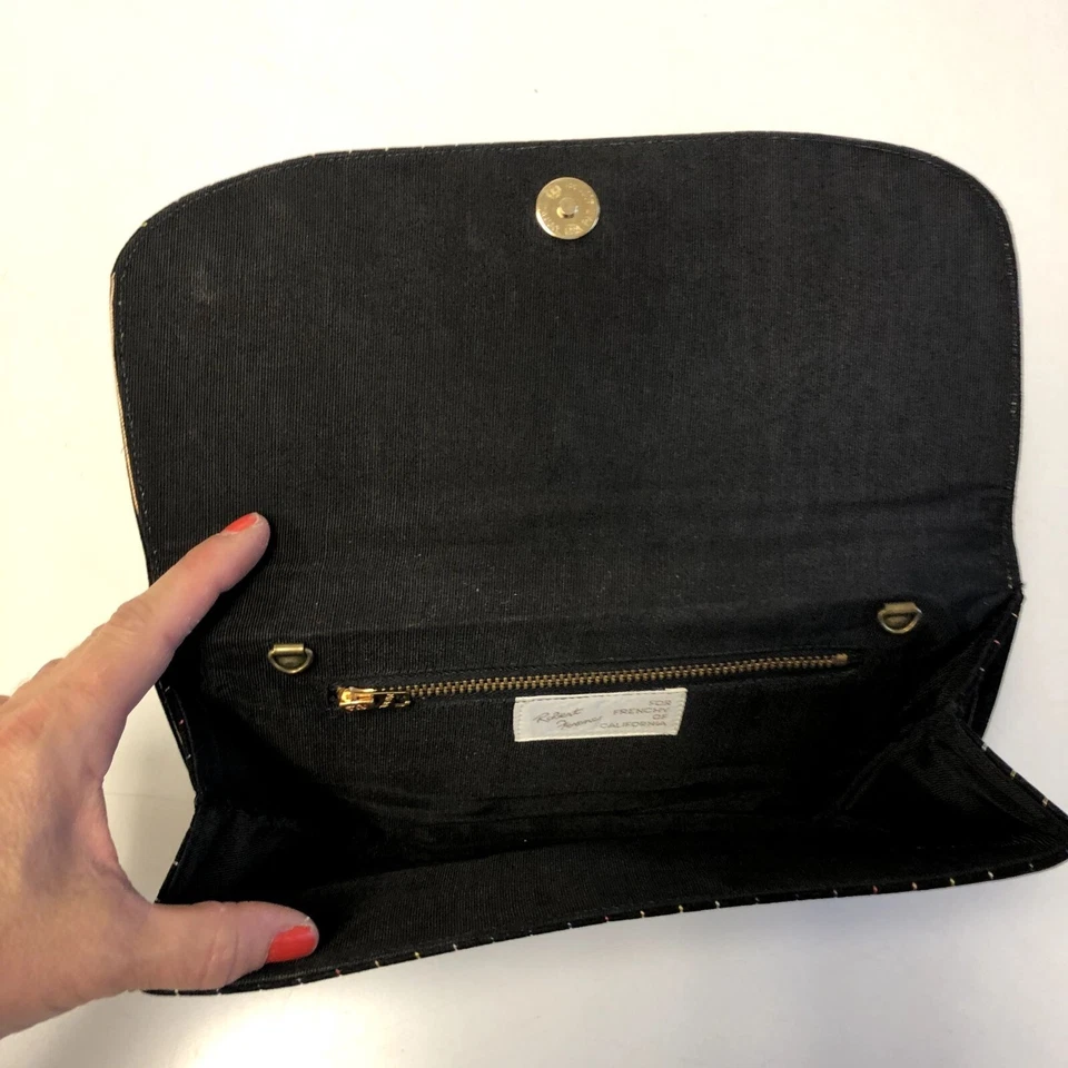 Cartera sin asas de colección Robert Ferenc Frenchy of California TERCIOPELO ARCO IRIS a rayas CHIC Foto 3 de 4