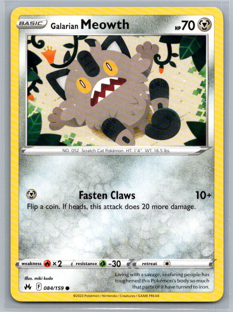 Galarian Meowth 84/159 Crown Zenith Common Pokémon TCG 2023 | eBay