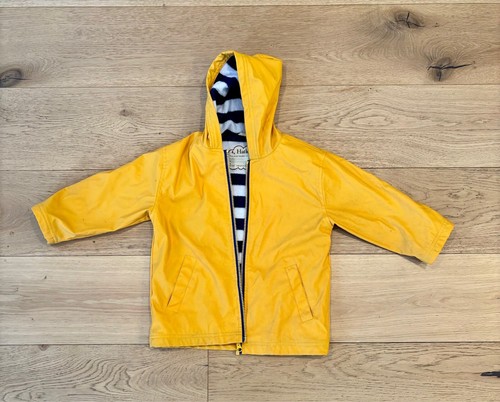 Hatley Kids Yellow Raincoat with Blue and White Stripe Terrycloth Lining Size 4