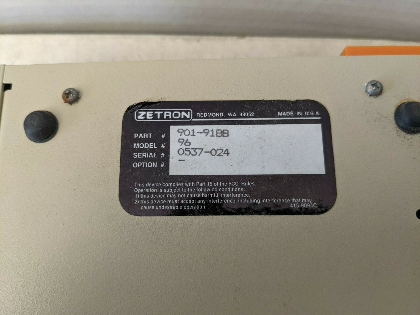 Zetron Model 96 Extended Local Interface Radio Remote In Box w/ Manual