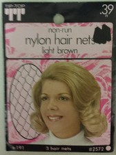 Vintage Hair Nets Nylon Non-Run Pack of 3 LT. Brown Unique old Items NICE