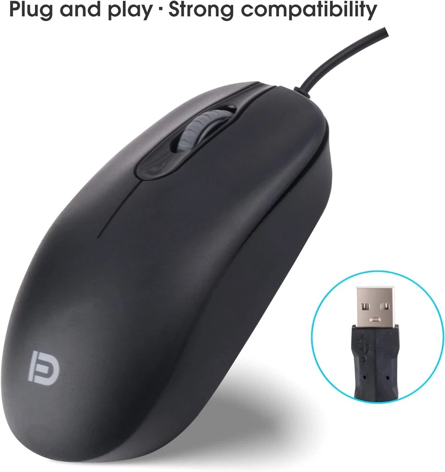 Full Size Wired Mouse, Silent Button, Streamlined Full Size, Precise & Efficient - Image 4 of 4