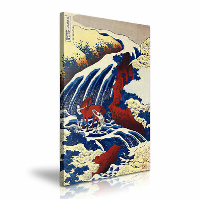 Katsushika Hokusai Waterfall Yoshino in Yamato Stretched Canvas ~ More Size 