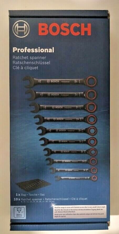 Bosch Professional PRO 10-Part Spanner Set with Ratchet Function