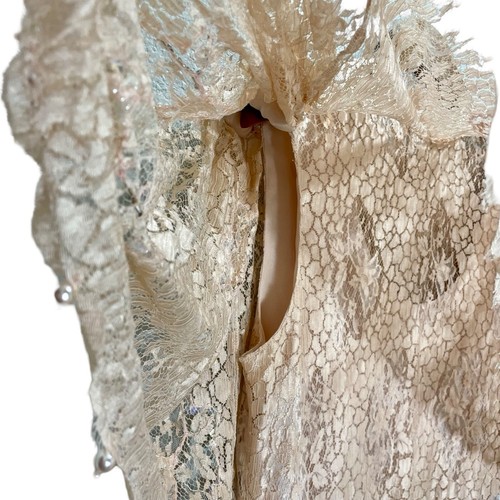 Vintage 1990s Rina di’Montella Silk Lace Overlay Beaded Dress Size 8 Nude Pink - Picture 15 of 17