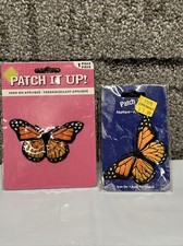 Lot Of 2 New Butterfly Embroidered Patch Sew On Iron On Colorful Orange