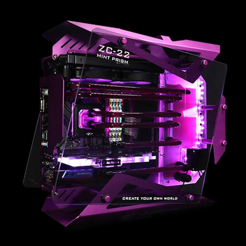 Open-Frame Computer Case MATX Aluminum Alloy Glass PC Water Cooling Game Chassis - Picture 9 of 27