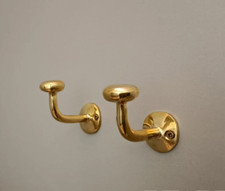 SET of 2 Unlacquered brass Wall Hooks, Antique Brass Clothes hooks