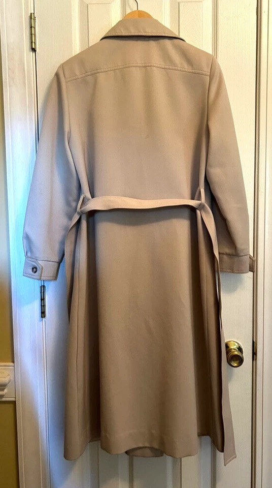 Gabardina vintage JC Penney beige caqui sin hierro bolsillos con cinturón talla mediana 10 Foto 2 de 4