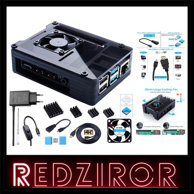 Acryl Gehäuse für Raspberry Pi 4 8GB 4GB 2GB mit Kühlkörper Lüfter Netzteil H...