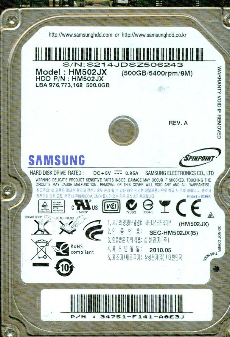 HM502JX, HM502JX, USB mini, 2AR10002, SAMSUNG 500GB | eBay