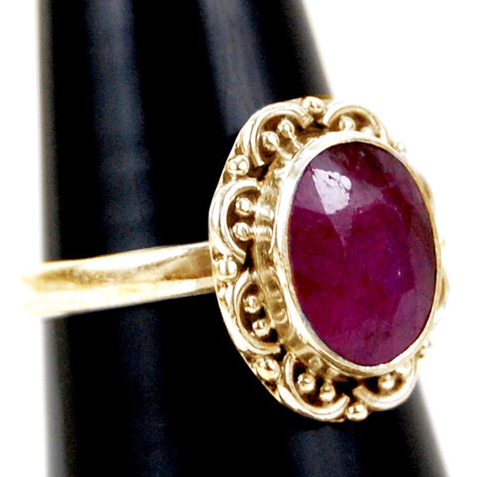 Hermoso anillo de compromiso Love para mujer enchapado en oro/rosa piedra rubí plata 925  Foto 3 de 4