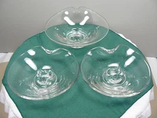 Quality Mid Century Modern Glass Console Set w Cut Pattern    Danish Orrefors ?