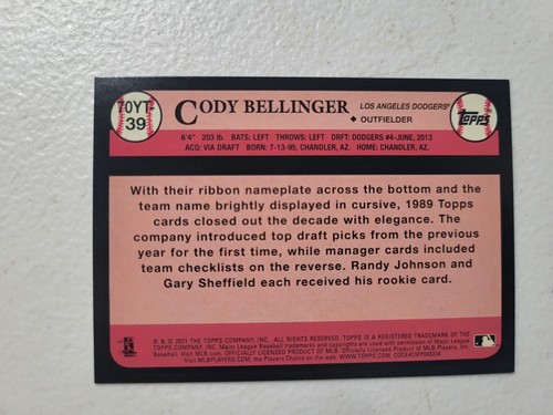 Cody Bellinger 2021 Topps #70YT-39 Los Angeles Dodgers NM Free Shipping - Picture 2 of 2