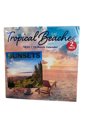 TROPICAL BEACHES 2025 12  X 24  12 Month Wall Calendar and 7  x14  Mini Calendar