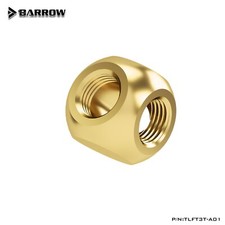 Barrow G1/4" 3 Way Ball Fitting Splitter Metalic Cube Tee TLFT3T-A01 Gold