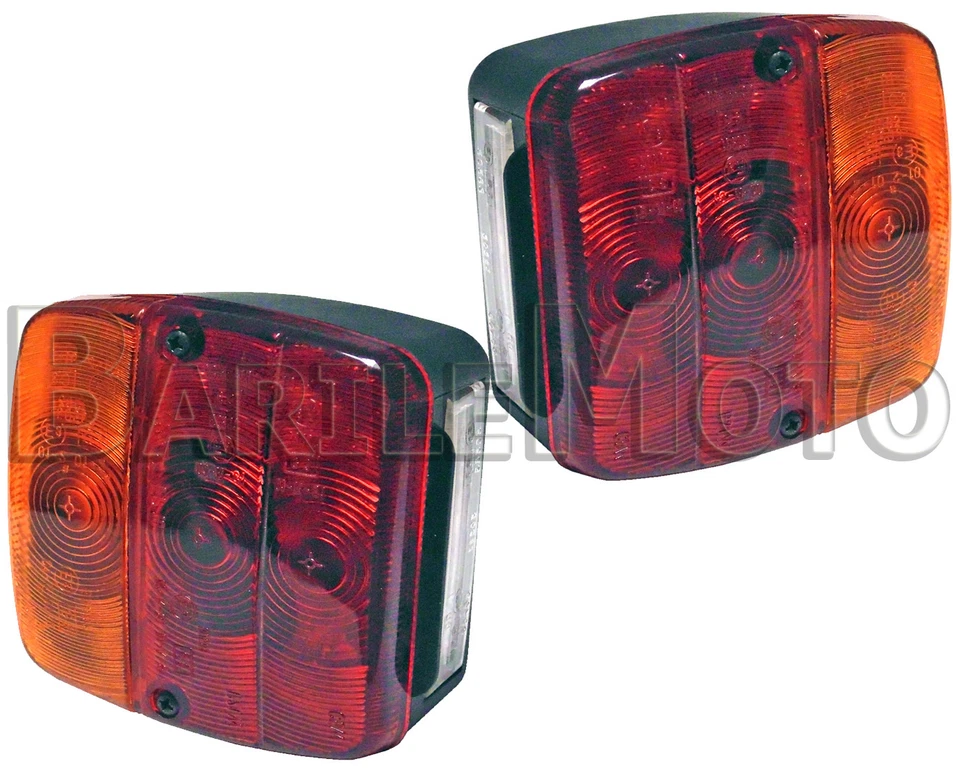 - SENZA MARCA/GENERICO – Coppia Fanale / Faro Posteriore Quadrato Completo Roulotte - Trattore - Rimorchi