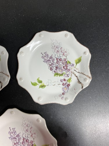 Juliska Berry & Thread Floral Sketch Wisteria Salad/Dessert Plate Set of 3 NEW - Picture 5 of 11