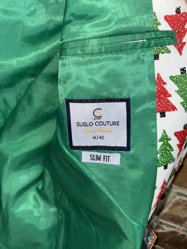 NWT Suslo Couture Men’s Christmas Trees Holiday Sport Coat Size M 40 - Picture 9 of 13