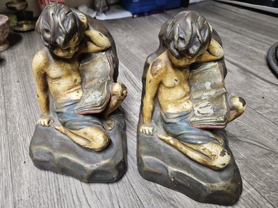 Armor Bronze Company Salvatore Morani New York Cherub Bookends Pair Vintage 6''