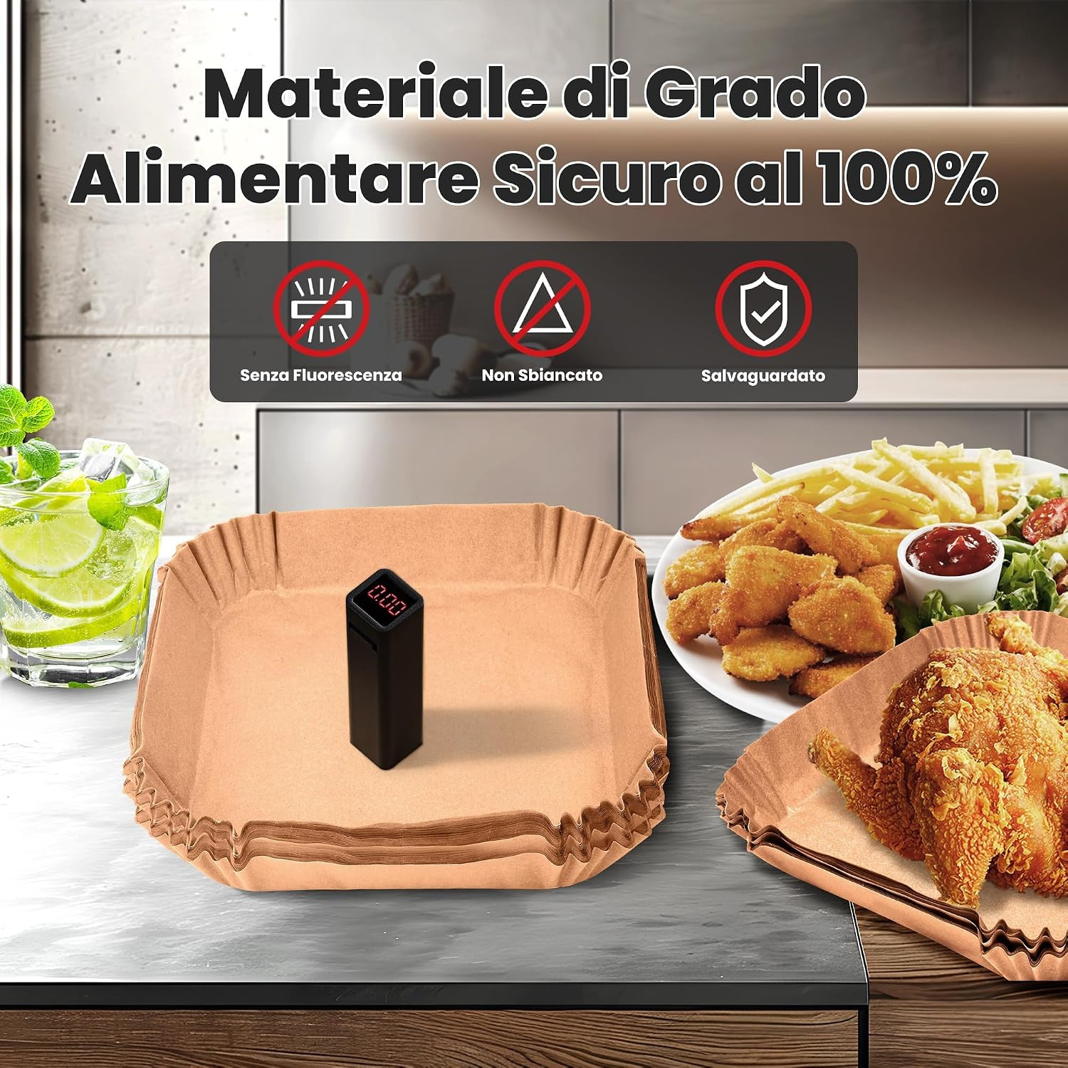 Carta per Friggitrice Ad Aria: 120 Pezzi Carta Forno per Friggitrice Ad Aria Qua foto 6