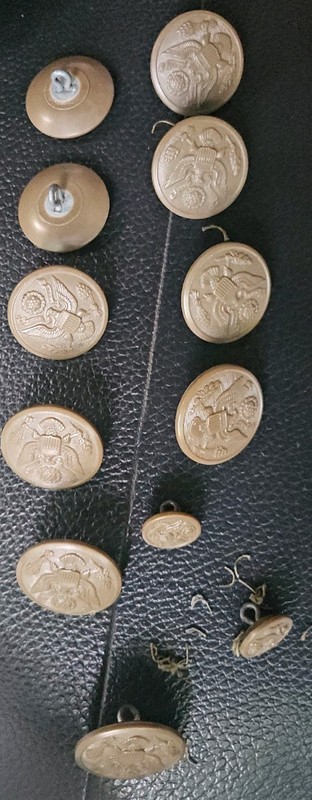 Old U.S. Army General Service Great Seal Buttons Lot of 12. Vintage Original