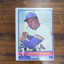 Topps 1976 Hank Aaron #550 Milwaukee Brewers MLB Baseball Card (miscut)