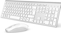 Joyaccess Wireless Tastatur & Maus Set Kabellos 2.4Ghz Leise Silber