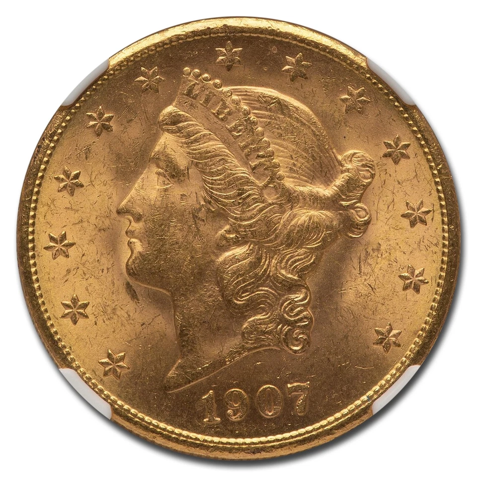 Doble águila Liberty Gold 1907-S $20 MS-63 NGC Foto 2 de 3