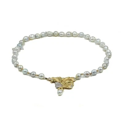 Kette Collier Barock - Perlen Pearl mit Diamanten in 585 14 Kt Gold Frauenkopf - Bild 1 von 4