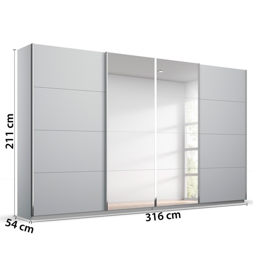 Schwebetürenschrank - seidengrau - 2 Spiegeltüren - 315x210 cm Kleiderschrank - Bild 8 von 10