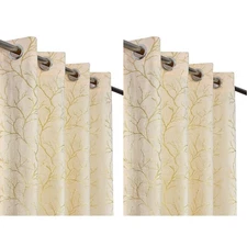 Home Decor Velvet Fabric Semi Sheer Grommet Curtains for Window 5 Feet Pack of 2