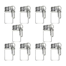 10Pcs Small Transparent Glass Bottles With Metal Lids Clear Storage Container