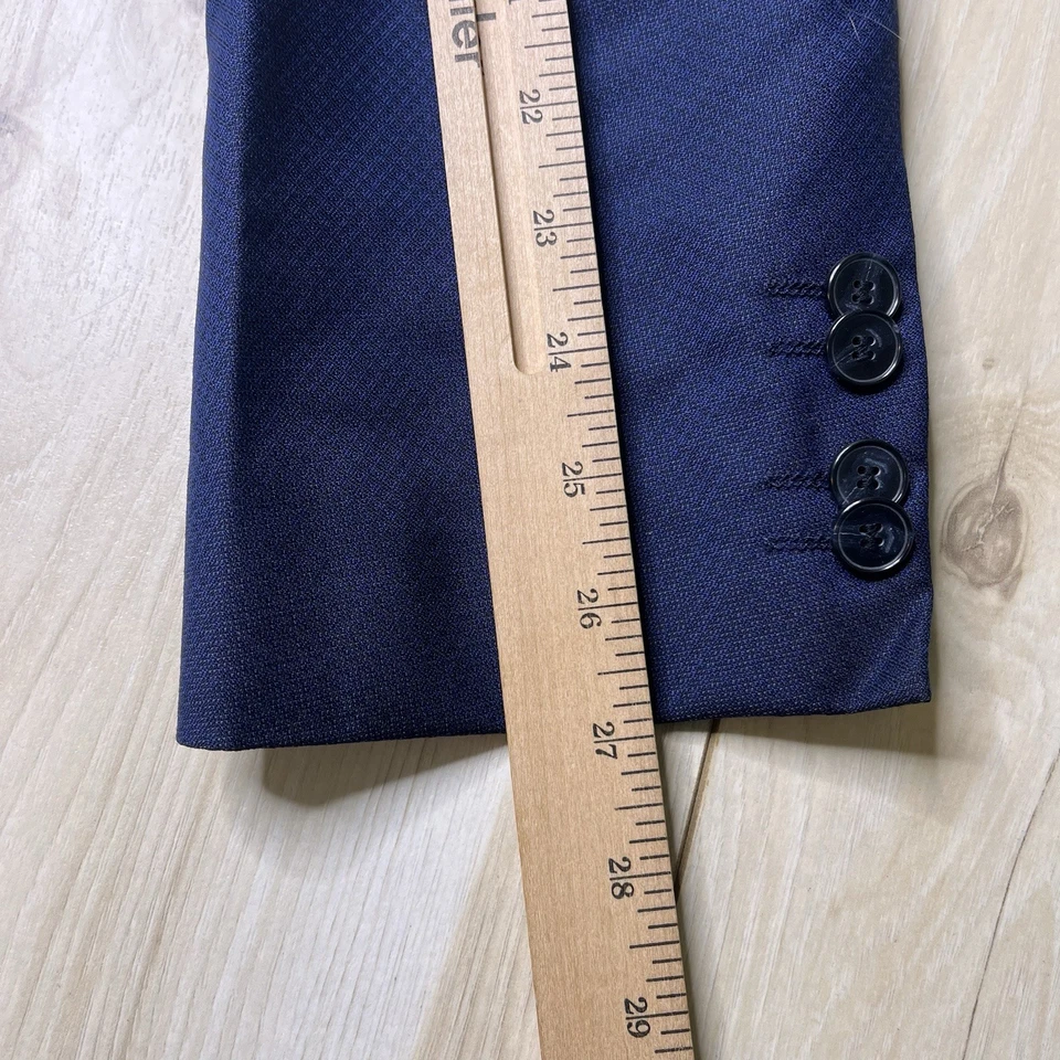 Traje Hugo Boss Hombre 2 Piezas Texturizado Azul Doble Ventilación Talla 42R/36x30 Moderno Foto 3 de 4