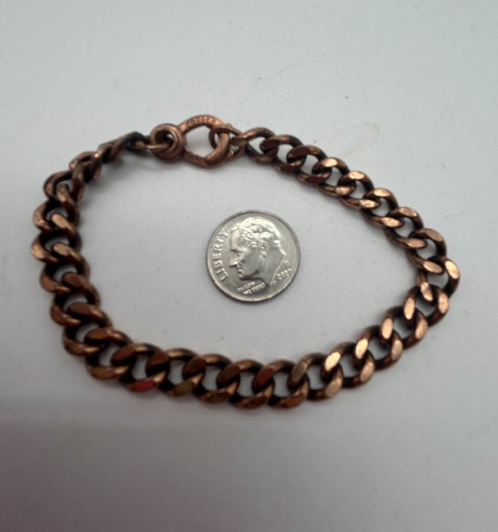 Chunky Solid Copper Curb Link Chain Bracelet Vint… - image 4