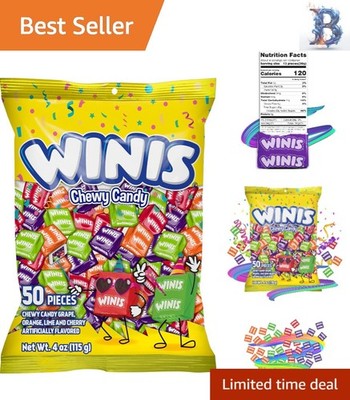 50-Piece Taffy Candies Variety Bag - Flavors Galore! Perfect for Events