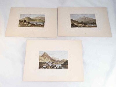 3 Colored English Prints Lakes & Mountains Ballinahinch Ulleswater Ben Lomond