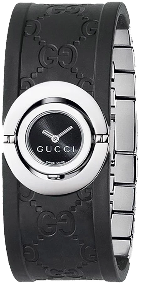 Montre femme Gucci Twirl Collection bracelet caoutchouc noir   YA112518