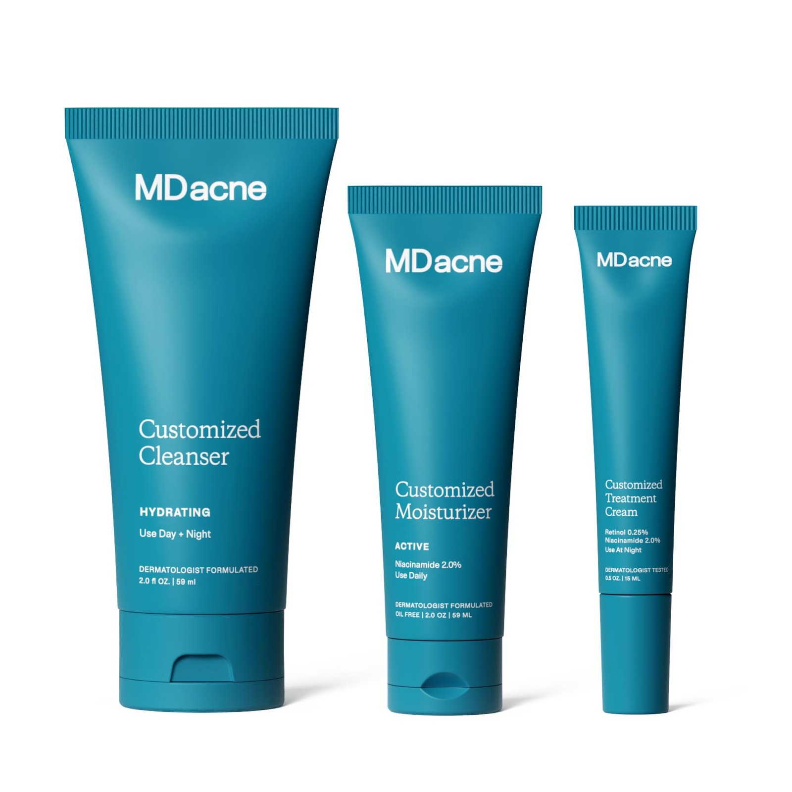 MDacne 3 Step Retinol Acne Kit – 0.25% Retinol Cream, Salicylic Acid Cleanser,