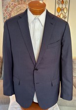 Ermenegildo Zegna Mens Blue 2 Btn Faint Stripe Cool Effect Blazer Sz 44 R MINT 