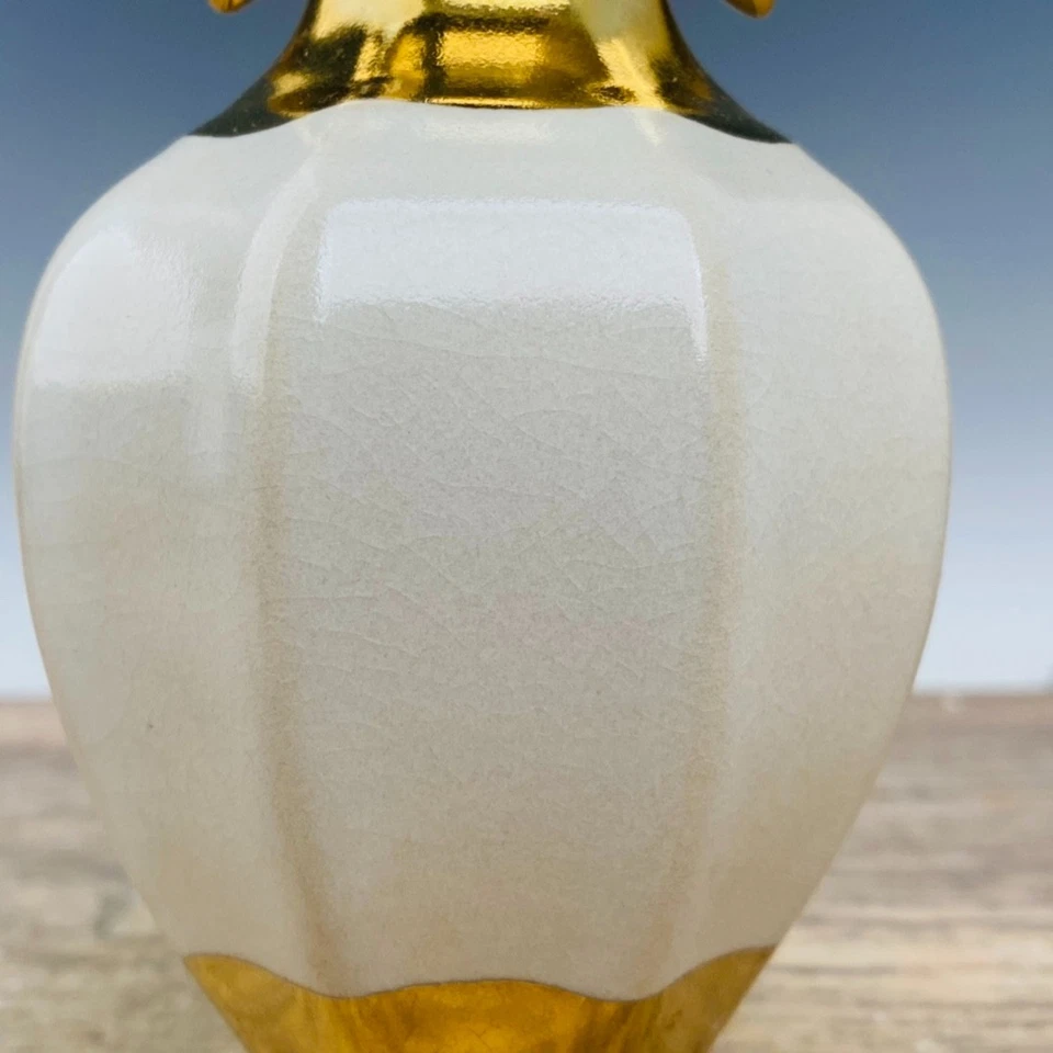 Jarrón Song Ru horno dorado doble oreja Foto 2 de 4