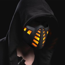LED Punk Mask Half Face Light Up Scary Halloween Cosplay Costume Prop Men Women