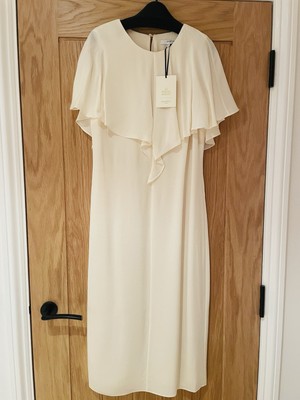 BNWT LK Bennett ivory cape-detail fitted dress Sadie, size 8
