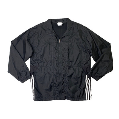 Vintage Adidas Jacket Mens M Medium Black Nylon Windbreaker Side Stripes Y2K