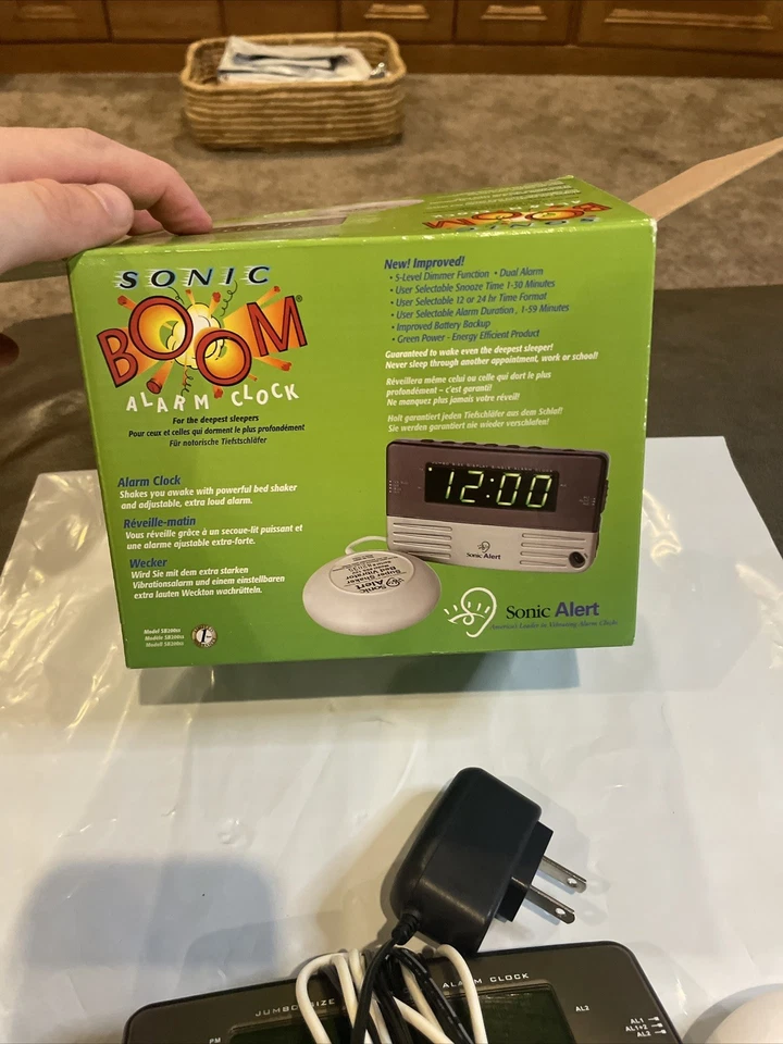  Reloj despertador Sonic Boom SB200ss con dificultad auditiva agitador de cama para sordos. Probado funciona Foto 4 de 4