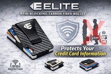 Men  s RFID Blocking Slim Carbon Fiber Wallet with Money Clip   ELITE Brand