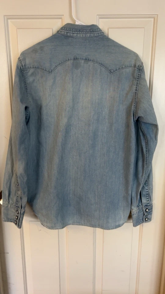 Camisa jeans Levis’s LVC 1955 dente de serra pérola com botões. Tamanho M muito raro *Veja fotos - Imagem 4 de 4