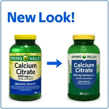 Spring Valley Calcium Citrate Tablets Dietary Supplement 600 Mg 300 Count